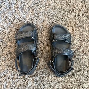 H&M Black Braided Platform Sandals
